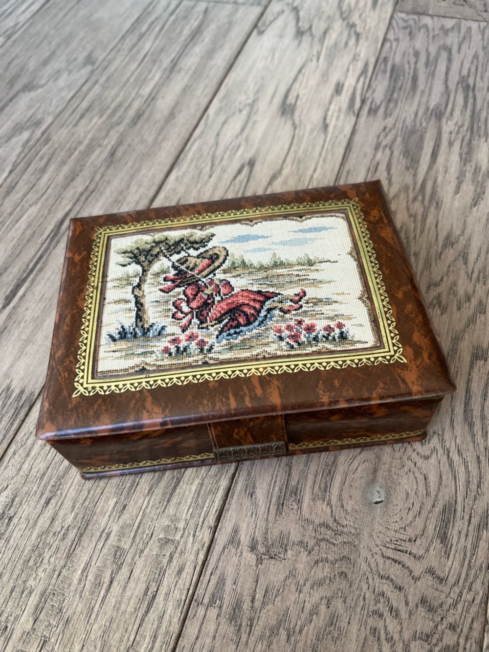 Vintage tapestry jewelry box